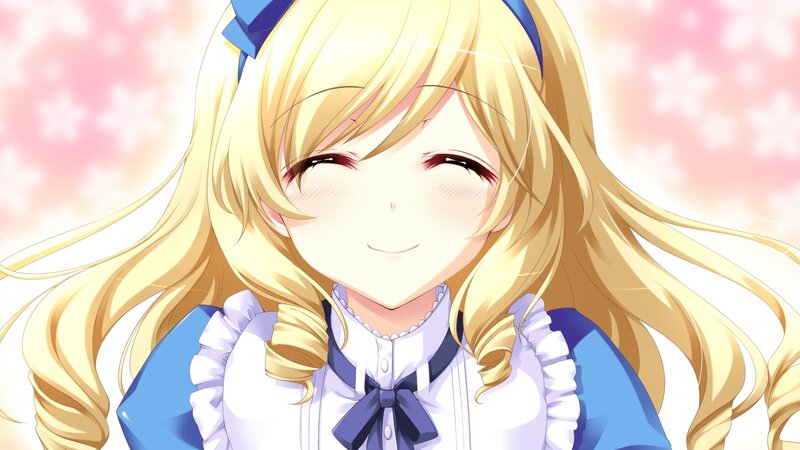 blonde anime girl smiling
