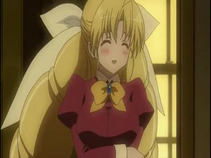 blonde anime girl smiling