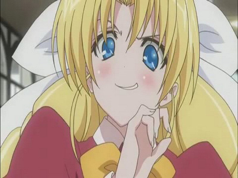 blonde anime girl smiling