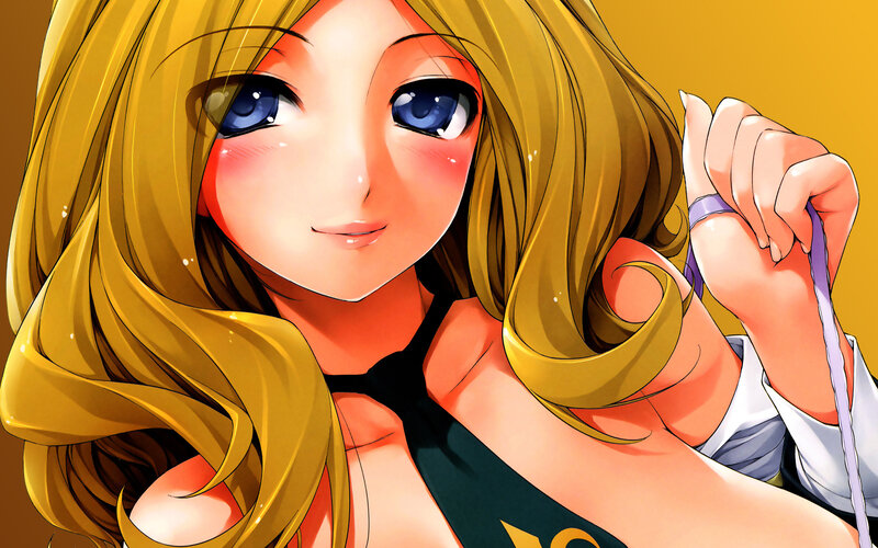 blonde anime girl smiling