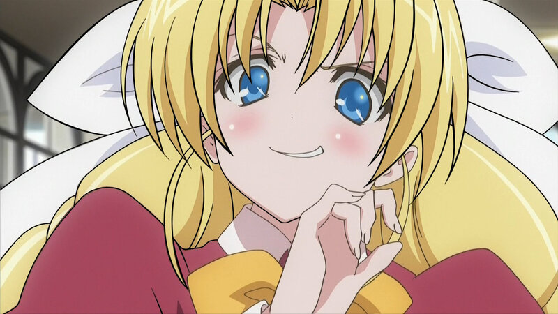 blonde anime girl smiling