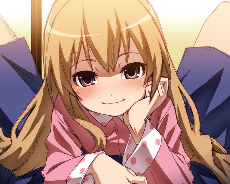 blonde anime girl smiling