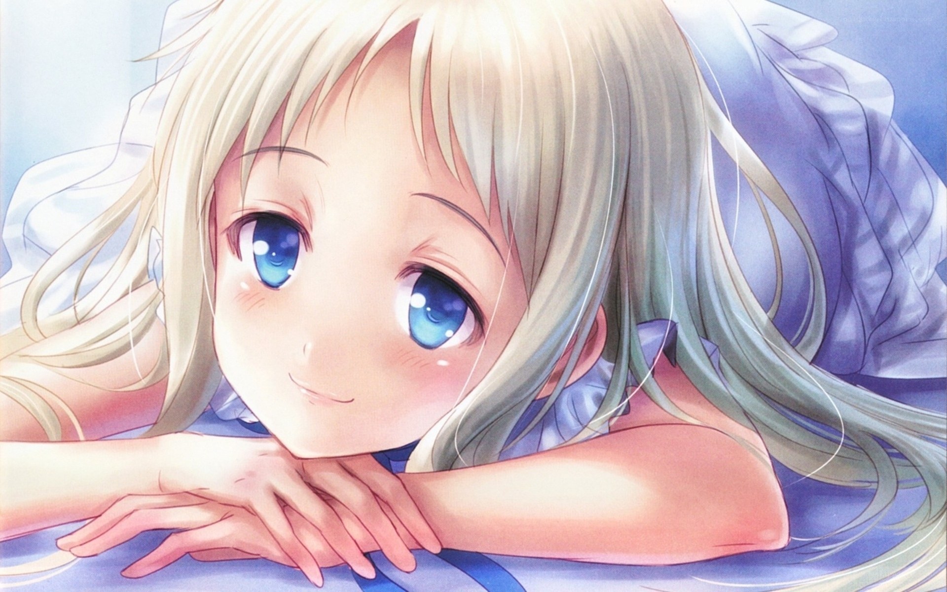 blonde anime girl smiling