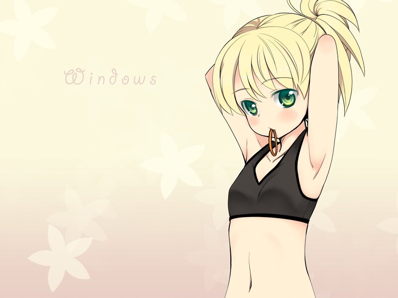blonde anime girl stretching