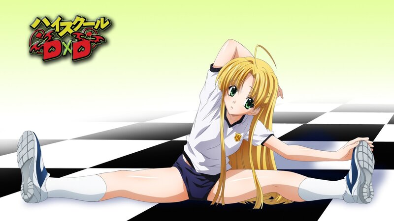 Blonde Anime Girl Stretching — Yellow