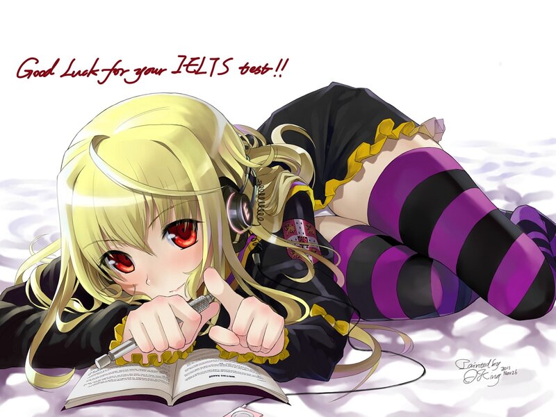 Blonde Anime Girl Studying — Purple