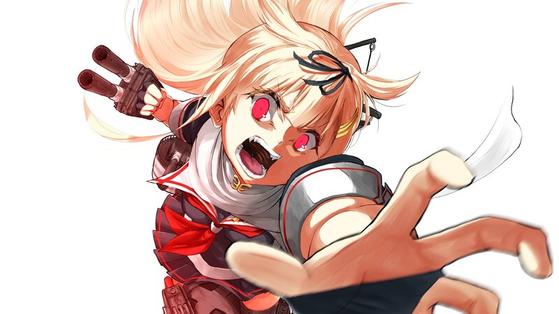 Blonde Anime Girl — White, Aggressive