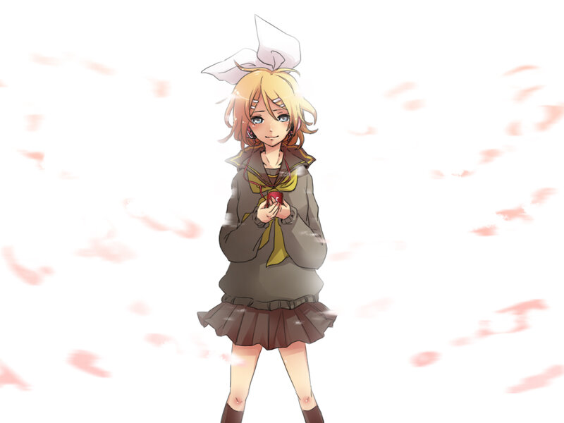 Blonde Anime Girl — White, Calm, Apple