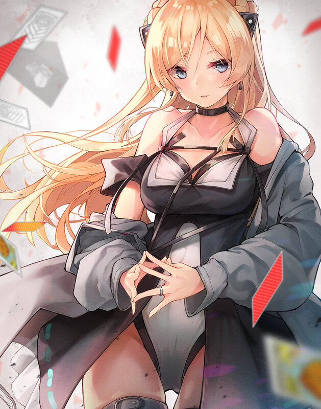 Blonde Anime Girl — White, Calm, Cat Ears, Choker