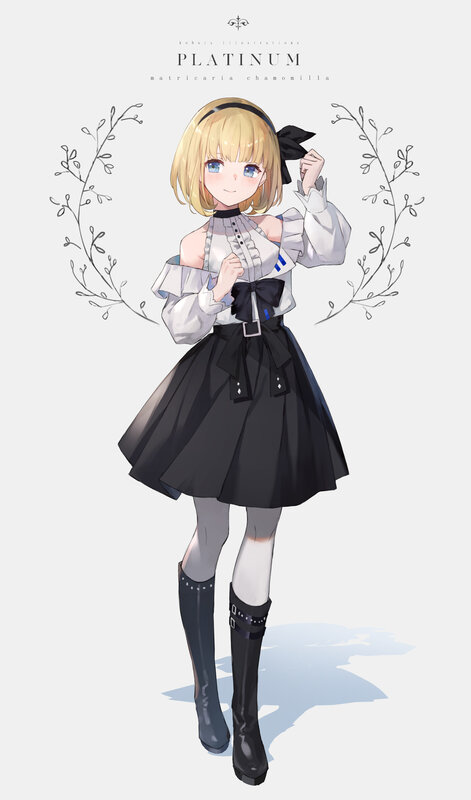 Blonde Anime Girl — White, Calm, Dress, Boots