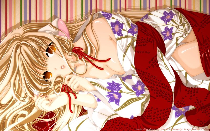 Blonde Anime Girl — White, Calm, Kimono, Cat Ears