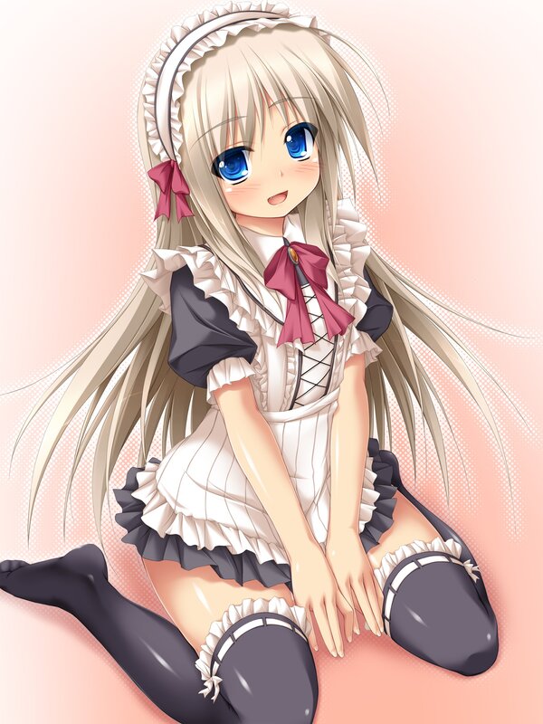 Blonde Anime Girl — White, Calm, Maid Outfit