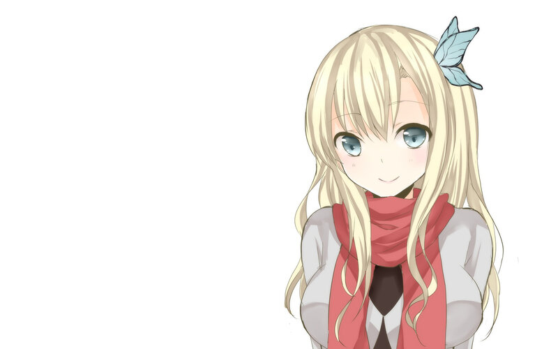 Blonde Anime Girl — White, Calm, Scarf