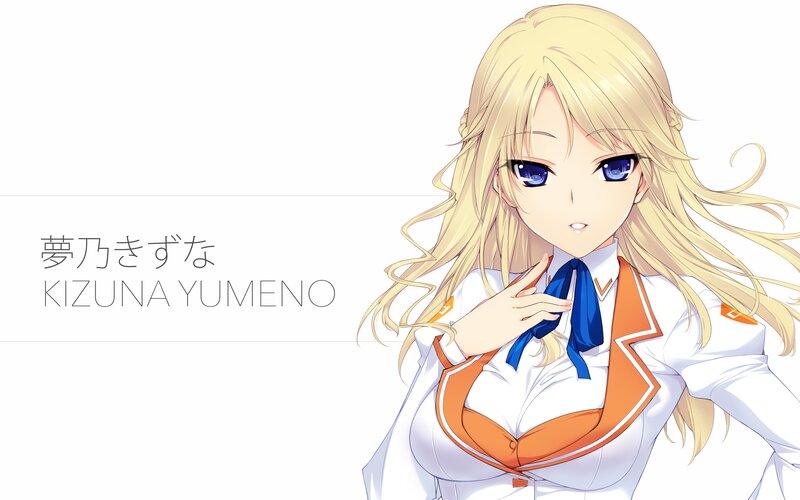 Blonde Anime Girl — White, Calm, School Uniform, Blue Tie