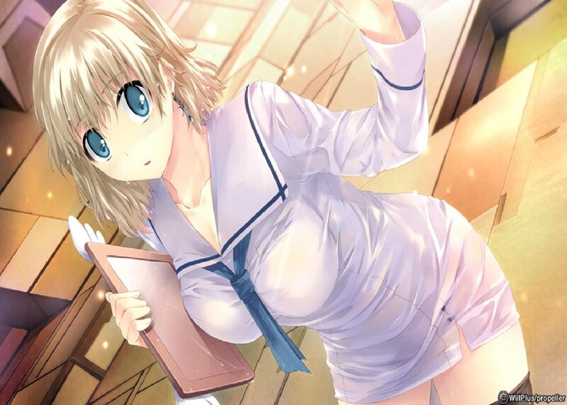 Blonde Anime Girl — White, Calm, School Uniform, Book