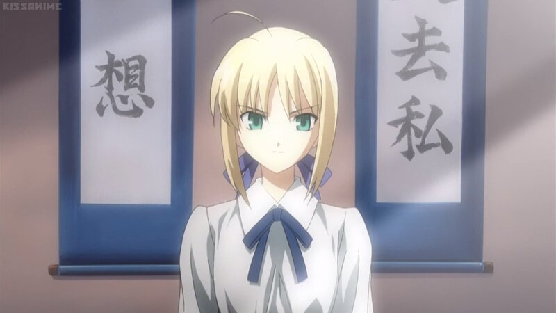 Blonde Anime Girl — White, Calm, School Uniform, Calligraphy Scrolls