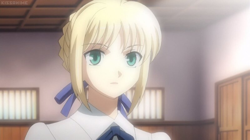 Blonde Anime Girl — White, Calm, School Uniform, Green Eyes