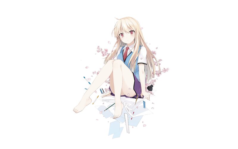 Blonde Anime Girl — White, Calm, Spring, School Uniform