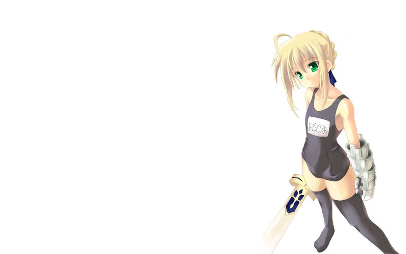 Blonde Anime Girl — White, Calm, Sword