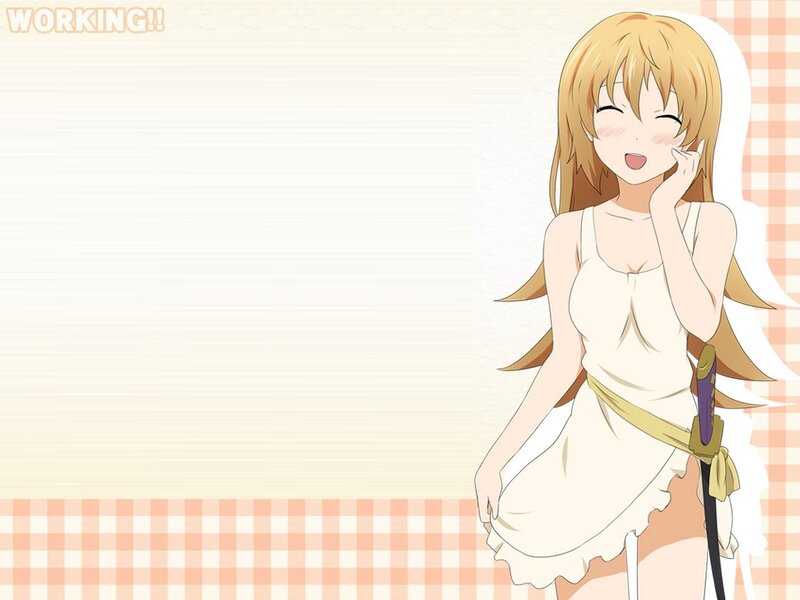 Blonde Anime Girl — White, Cheerful, Dress, Sword