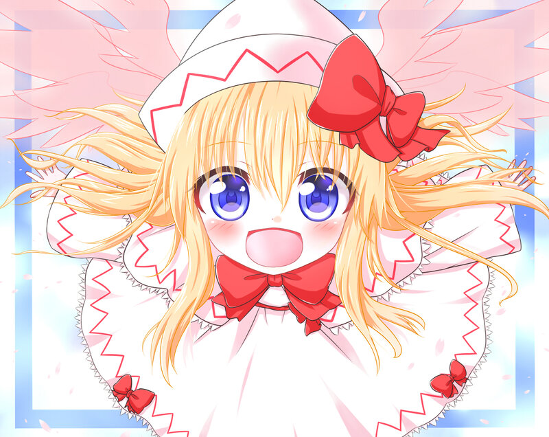 Blonde Anime Girl — White, Cheerful, Spring