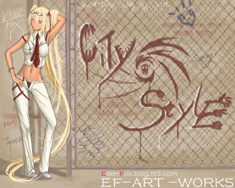 Blonde Anime Girl — White, Confident