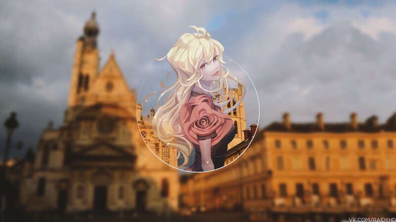 Blonde Anime Girl — White, Dramatic, Afternoon, Digital Art
