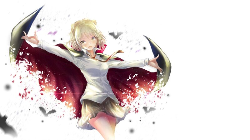 Blonde Anime Girl — White, Dramatic, Cape