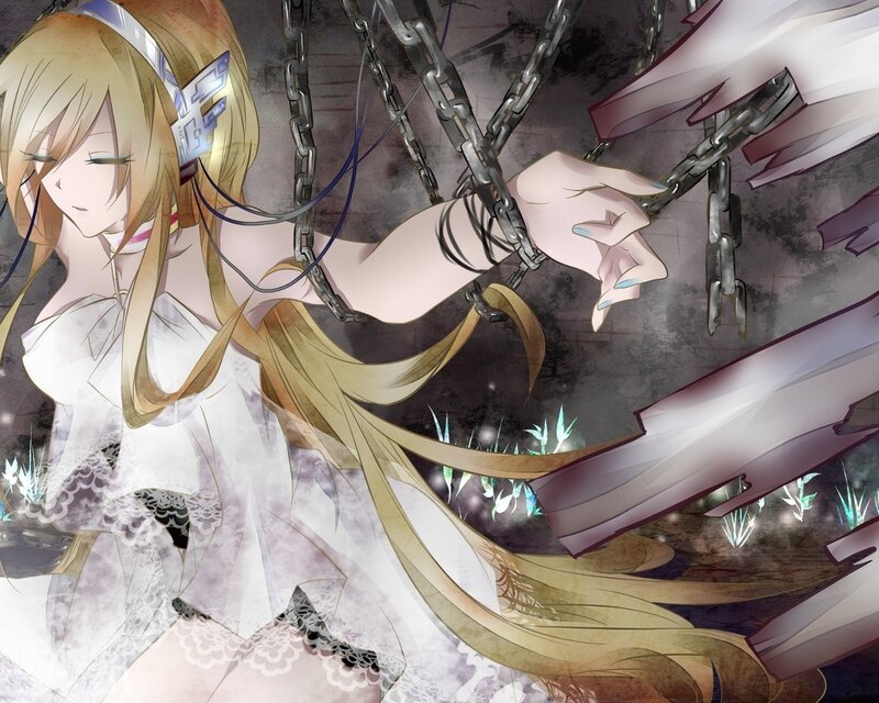 Blonde Anime Girl — White, Dramatic, Chains