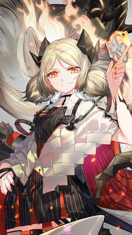 Blonde Anime Girl — White, Dramatic, Digital Art, Fire