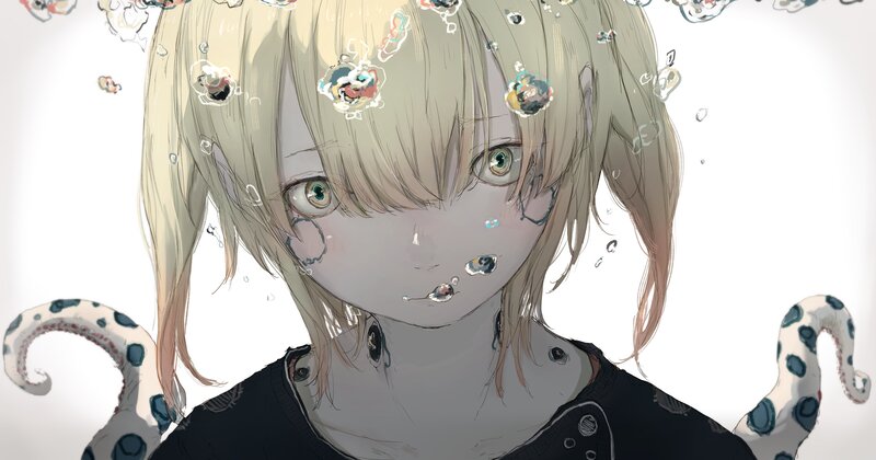 Blonde Anime Girl — White, Dramatic, Digital Art, Tentacles