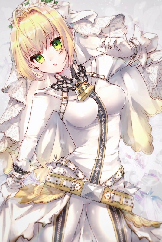 Blonde Anime Girl — White, Dramatic, Green Eyes