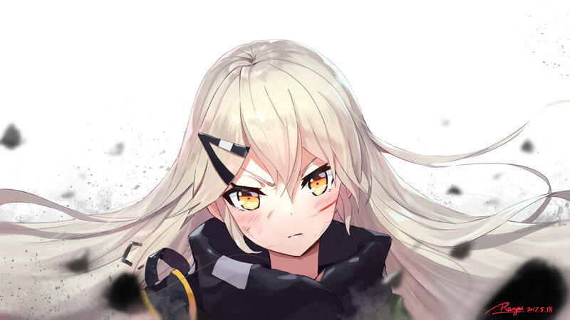 Blonde Anime Girl — White, Dramatic, Long Hair, Black Jacket