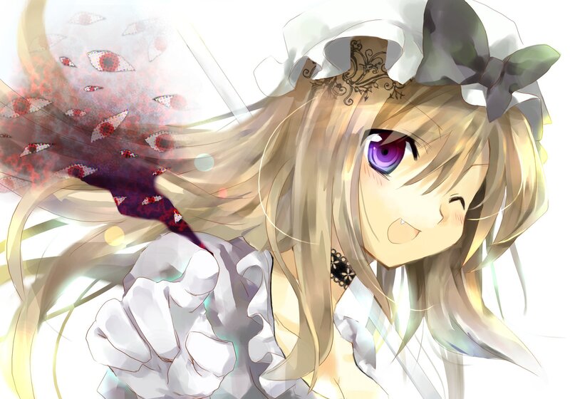 Blonde Anime Girl — White, Dramatic, Purple Eyes
