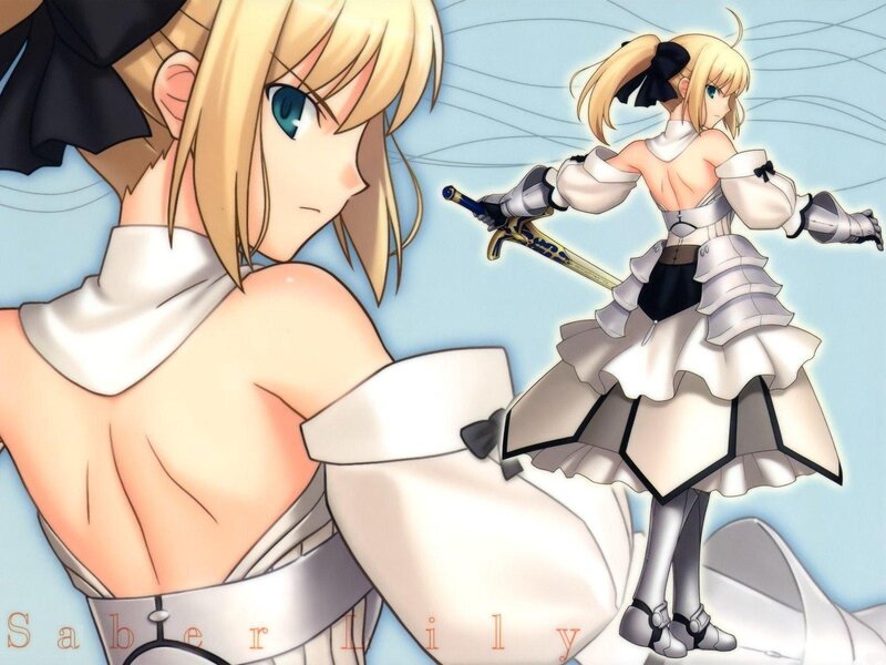Blonde Anime Girl — White, Dramatic, Sword, Armor