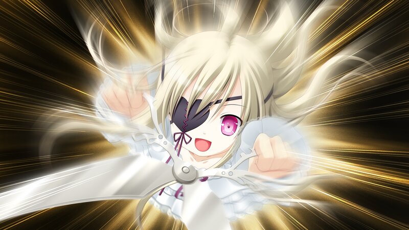 Blonde Anime Girl — White, Dramatic, Sword, Eye Patch