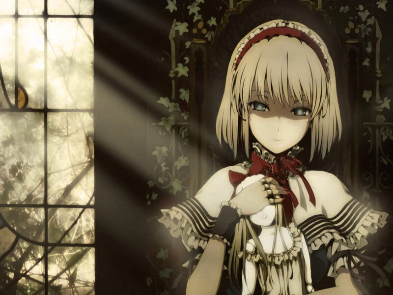 Blonde Anime Girl — White, Dramatic, Window, Dress