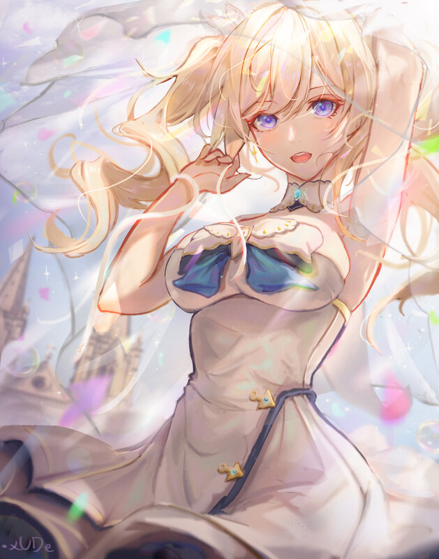 Blonde Anime Girl — White, Dreamy, Afternoon, Digital Art