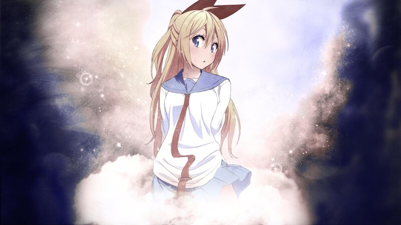 Blonde Anime Girl — White, Dreamy, Clouds