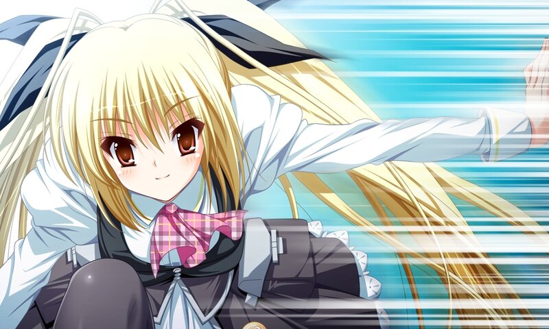 Blonde Anime Girl — White, Dynamic, School Uniform