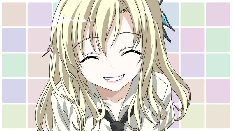Blonde Anime Girl — White, Happy