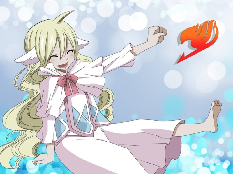 Blonde Anime Girl — White, Joyful