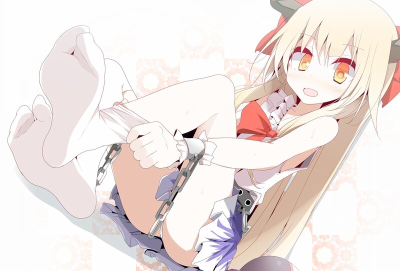 Blonde Anime Girl — White, Playful, Chains, Footwear