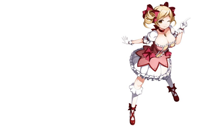 Blonde Anime Girl — White, Playful, Dress, Bows