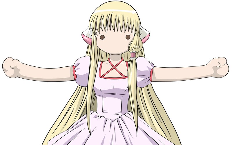 Blonde Anime Girl — White, Playful, Dress, Ears