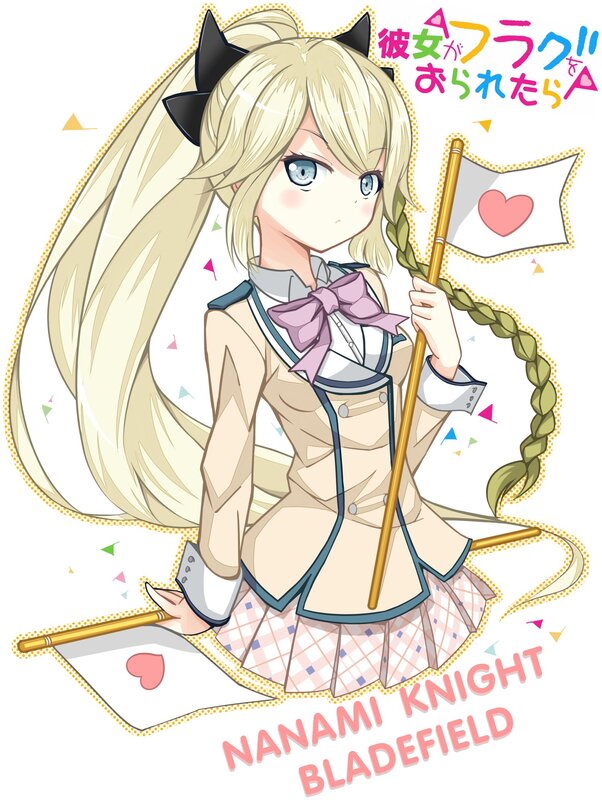 Blonde Anime Girl — White, Playful, Flag