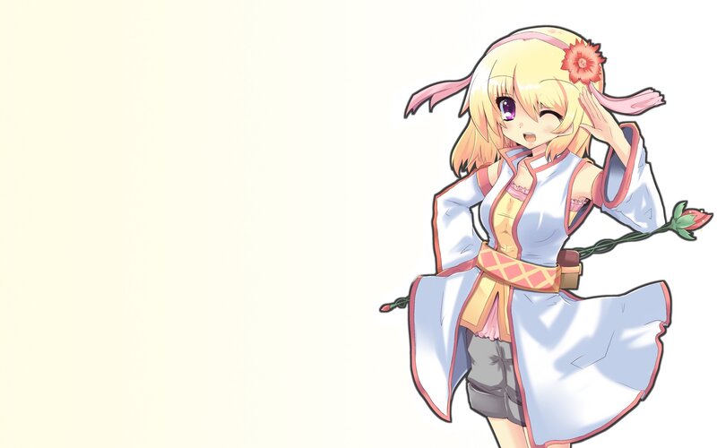 Blonde Anime Girl — White, Playful, Flower, Headband