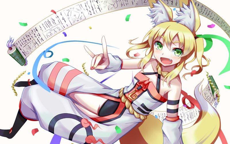 Blonde Anime Girl — White, Playful, Fox Ears