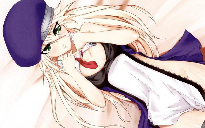 Blonde Anime Girl — White, Playful, Green Eyes