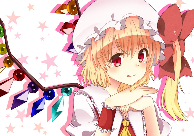 Blonde Anime Girl — White, Playful, Hat